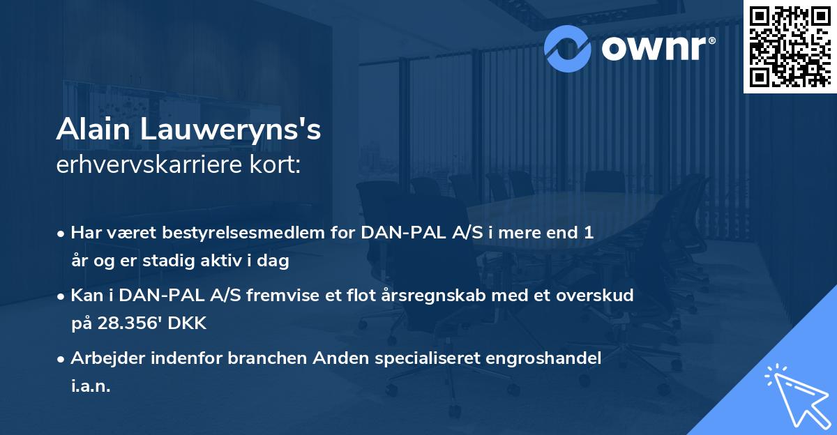 Alain Lauweryns's erhvervskarriere kort