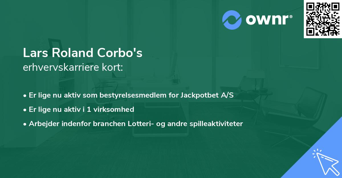 Lars Roland Corbo's erhvervskarriere kort