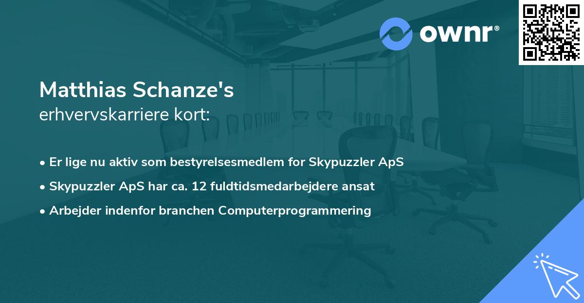 Matthias Schanze's erhvervskarriere kort