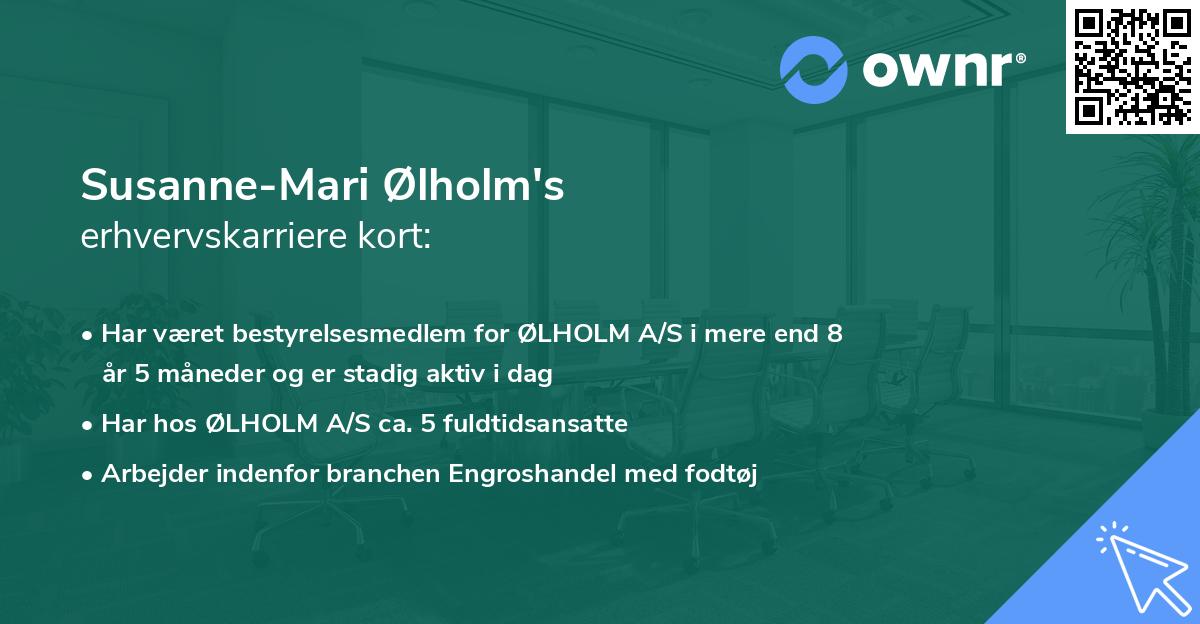 Susanne-Mari Ølholm's erhvervskarriere kort