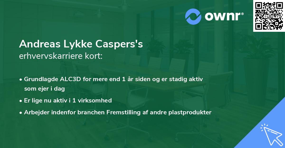 Andreas Lykke Caspers's erhvervskarriere kort