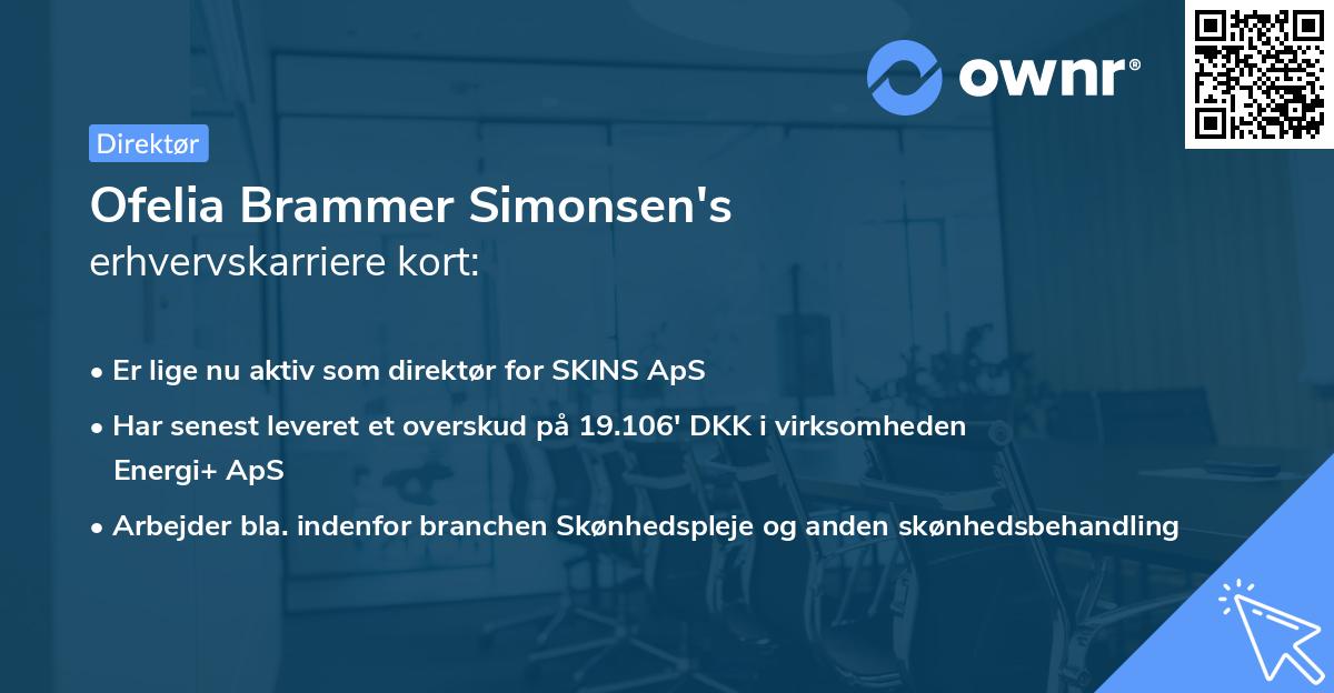 Ofelia Brammer Simonsen's erhvervskarriere kort