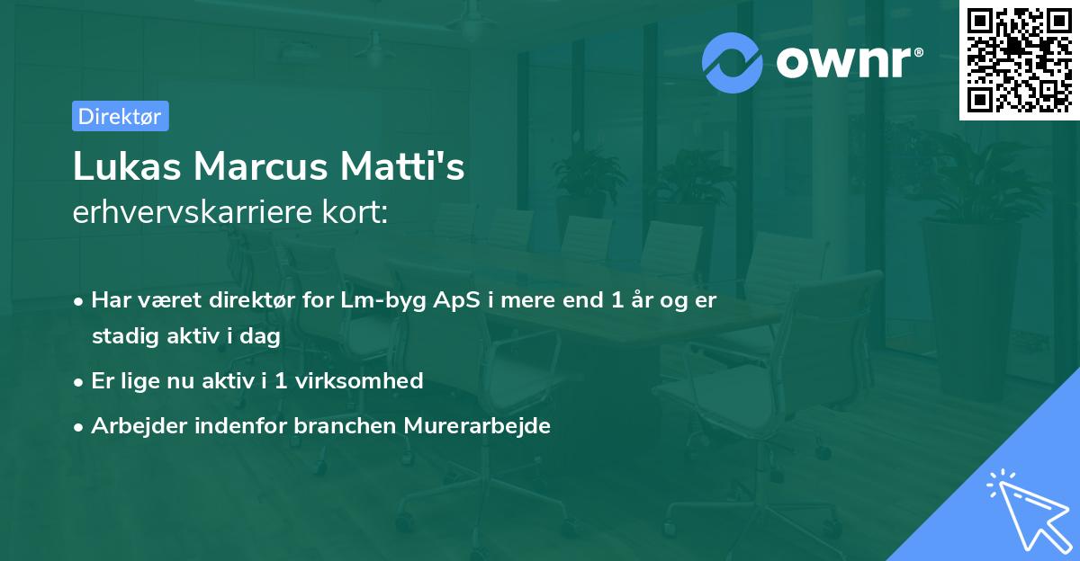 Lukas Marcus Matti's erhvervskarriere kort