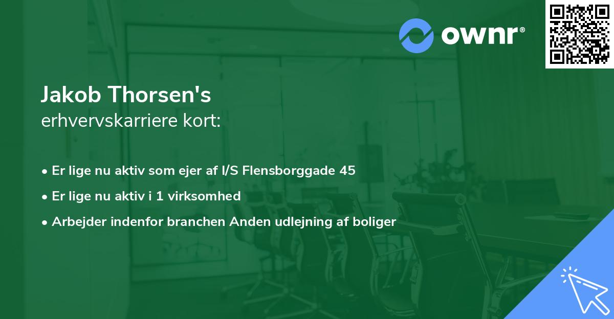 Jakob Thorsen's erhvervskarriere kort