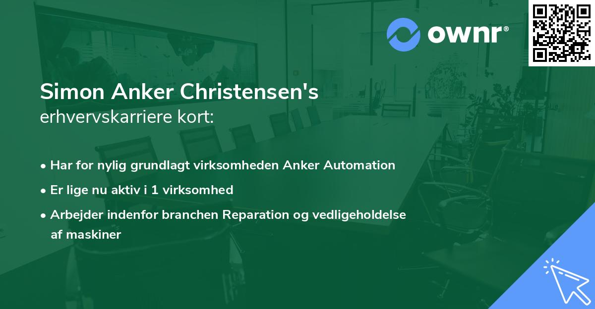Simon Anker Christensen's erhvervskarriere kort