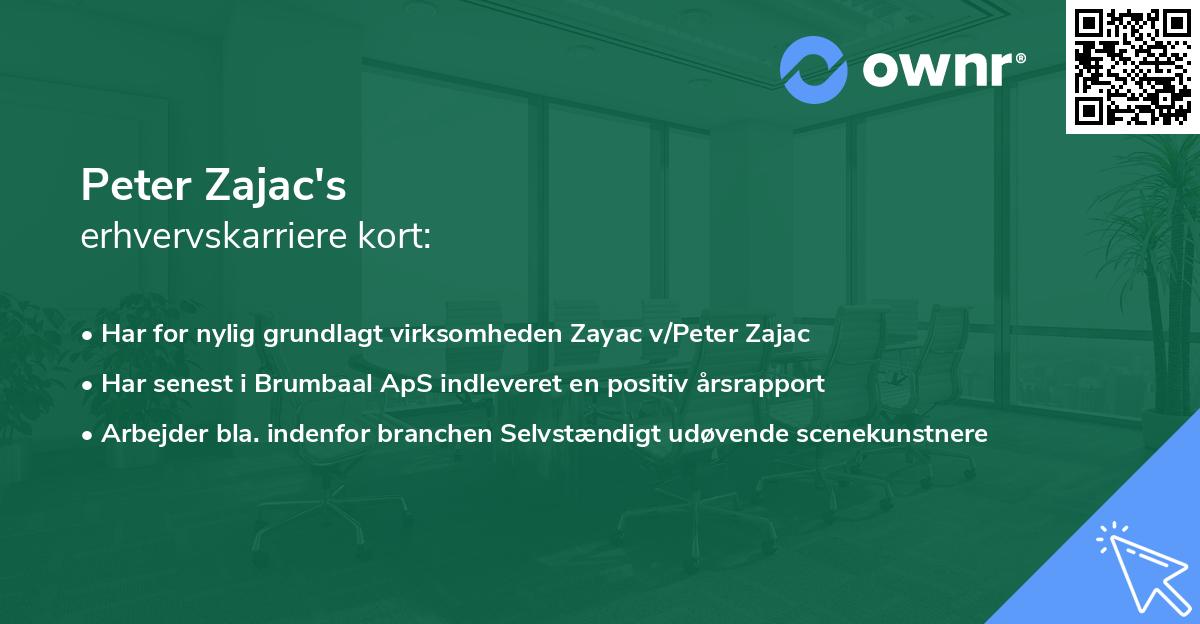 Peter Zajac's erhvervskarriere kort