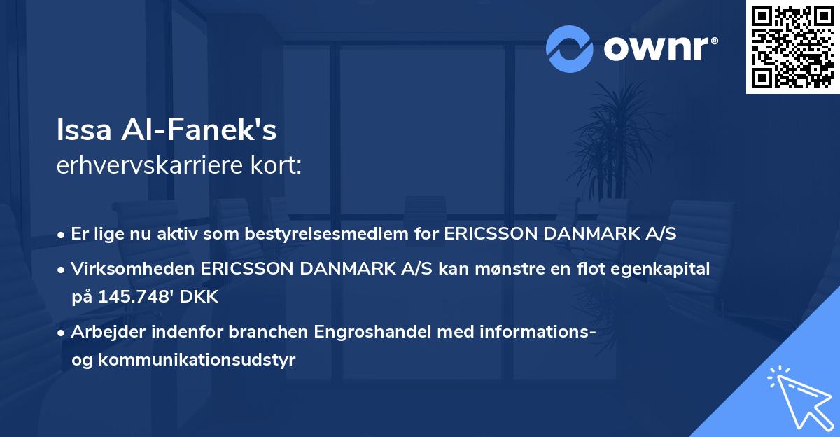 Issa Al-Fanek's erhvervskarriere kort