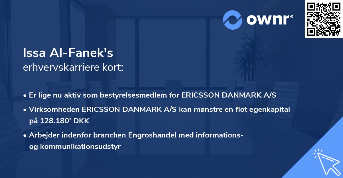 Issa Al-Fanek's erhvervskarriere kort