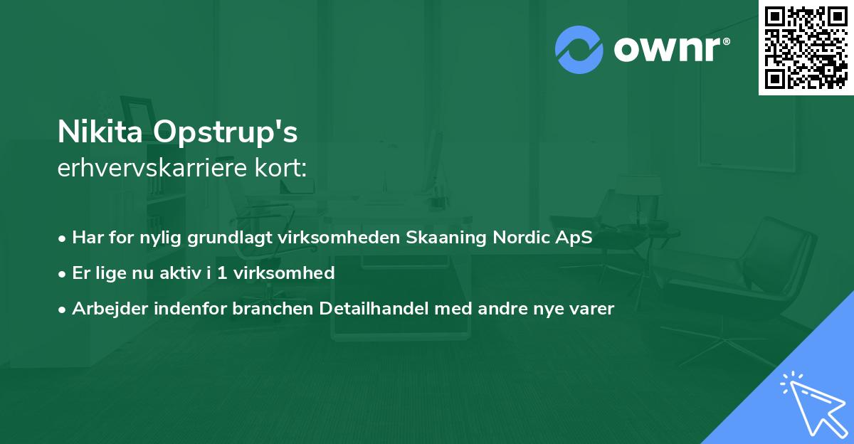 Nikita Opstrup's erhvervskarriere kort