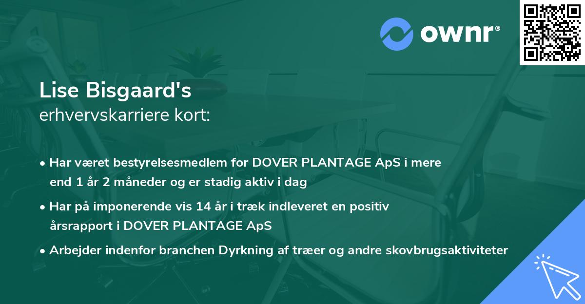Lise Bisgaard's erhvervskarriere kort