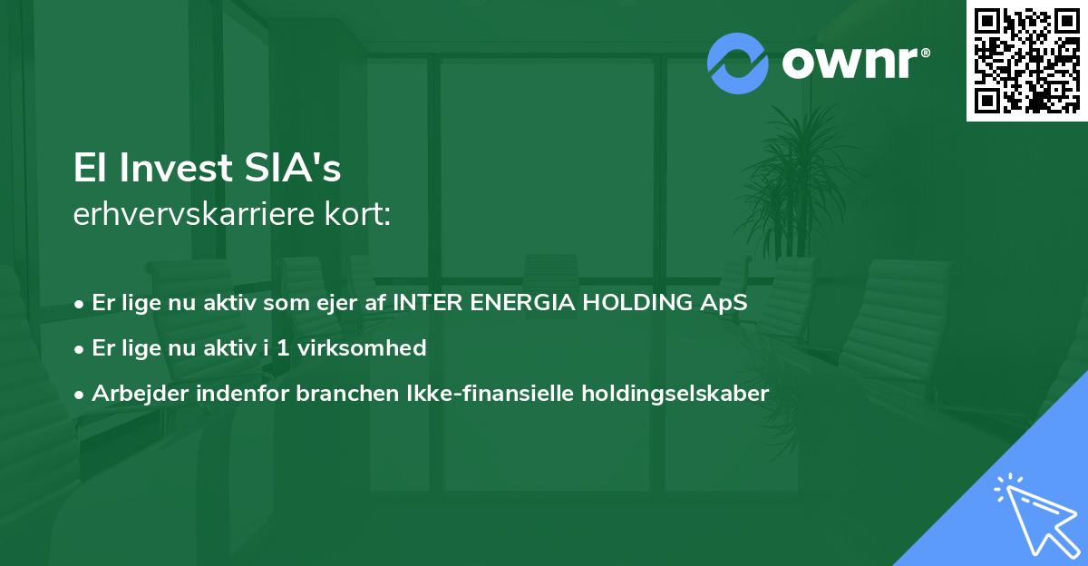 EI Invest SIA's erhvervskarriere kort
