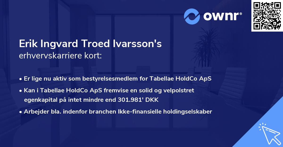Erik Ingvard Troed Ivarsson's erhvervskarriere kort