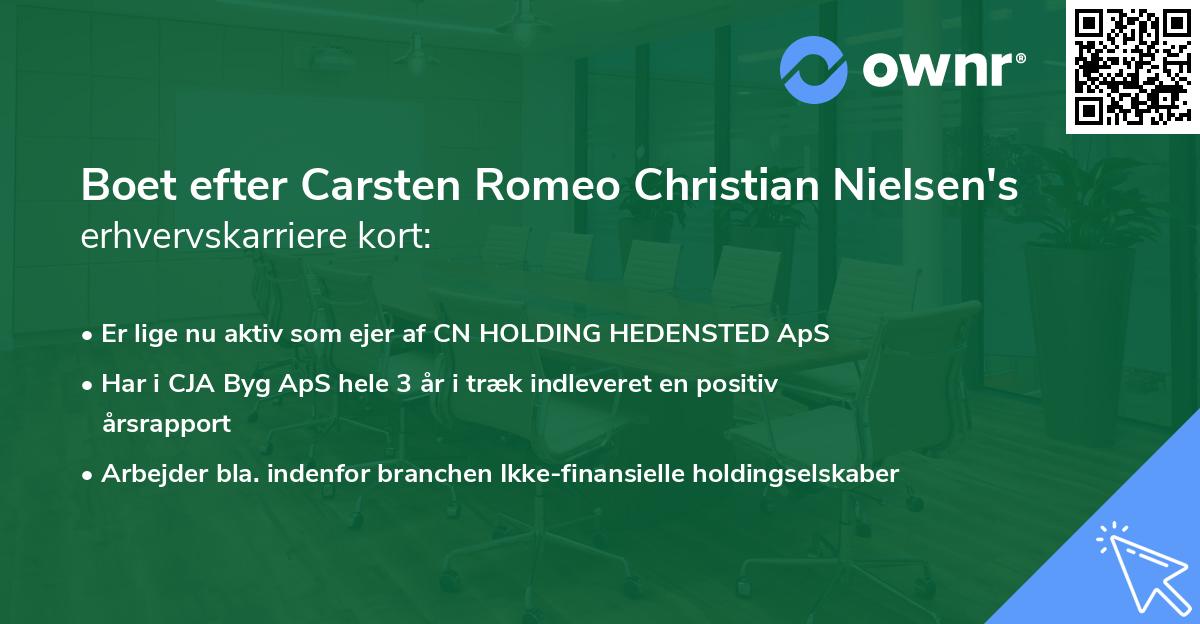 Boet efter Carsten Romeo Christian Nielsen's erhvervskarriere kort