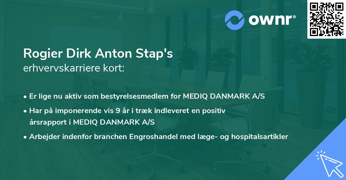 Rogier Dirk Anton Stap's erhvervskarriere kort