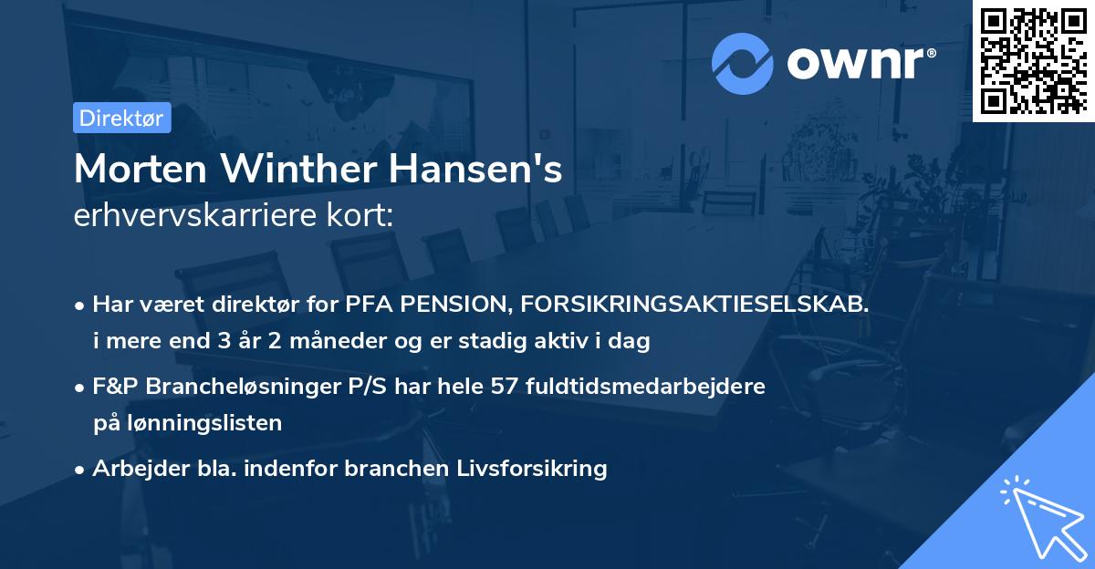 Morten Winther Hansen's erhvervskarriere kort