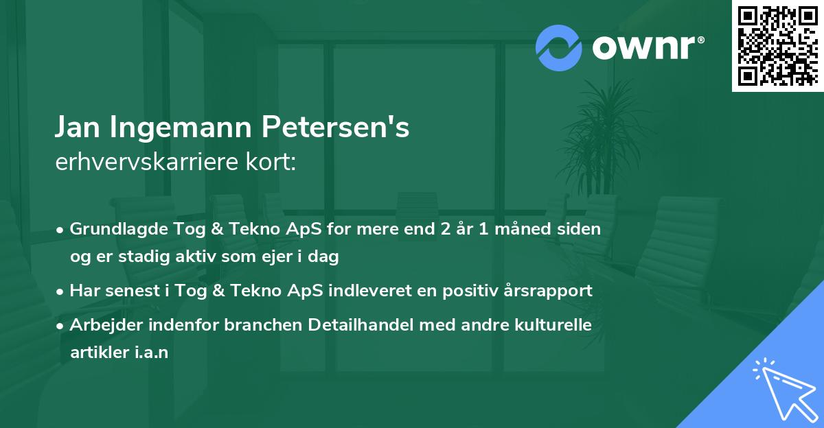 Jan Ingemann Petersen's erhvervskarriere kort
