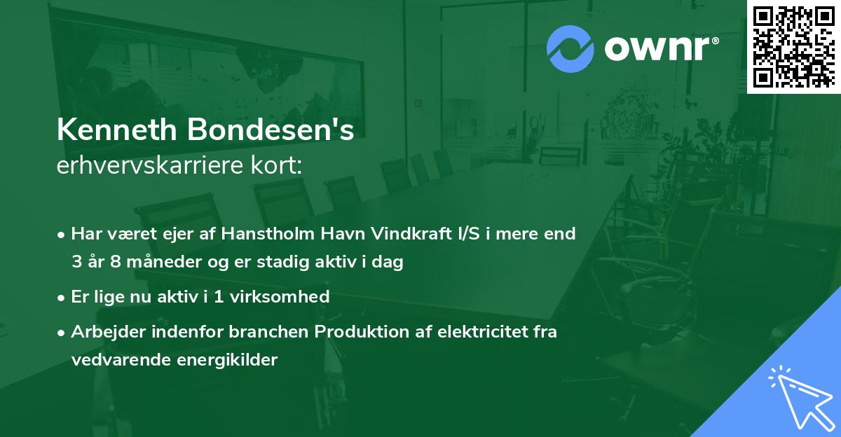 Kenneth Bondesen's erhvervskarriere kort