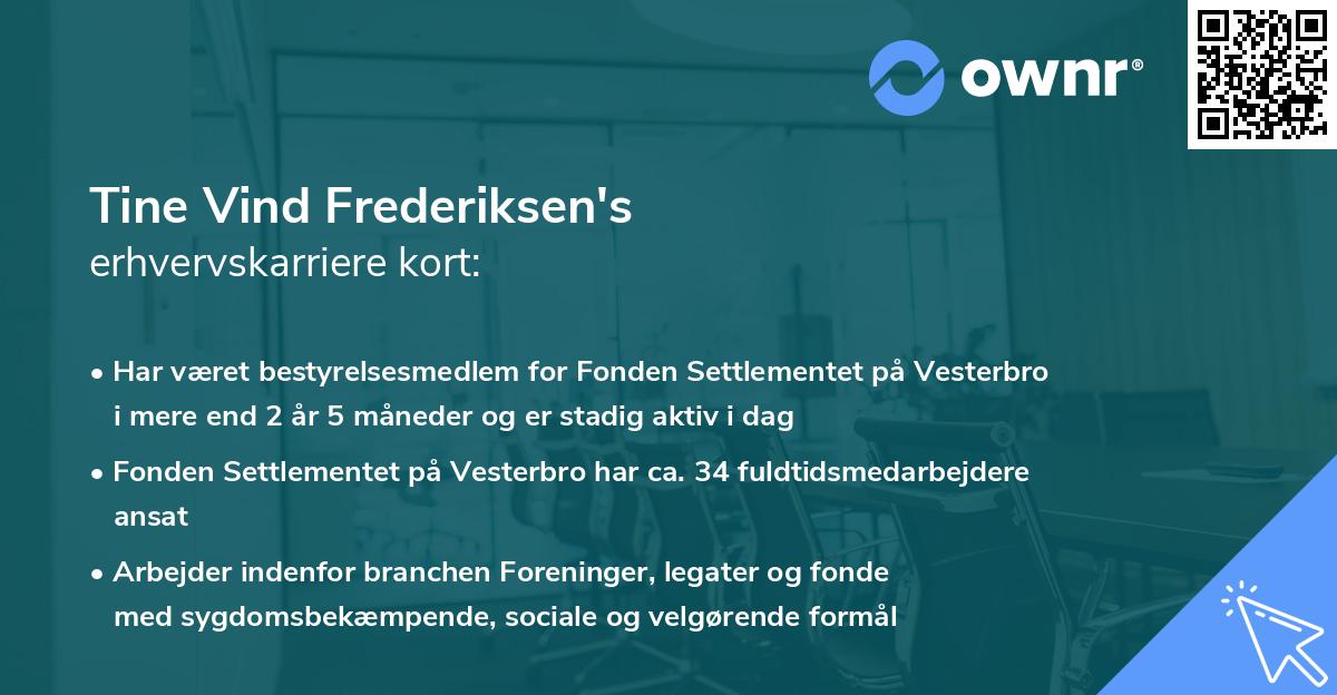 Tine Vind Frederiksen's erhvervskarriere kort