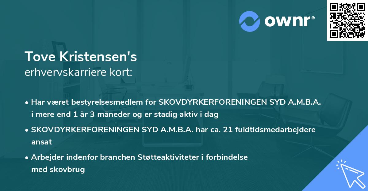 Tove Kristensen's erhvervskarriere kort