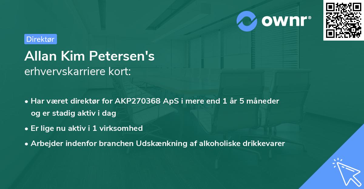 Allan Kim Petersen's erhvervskarriere kort