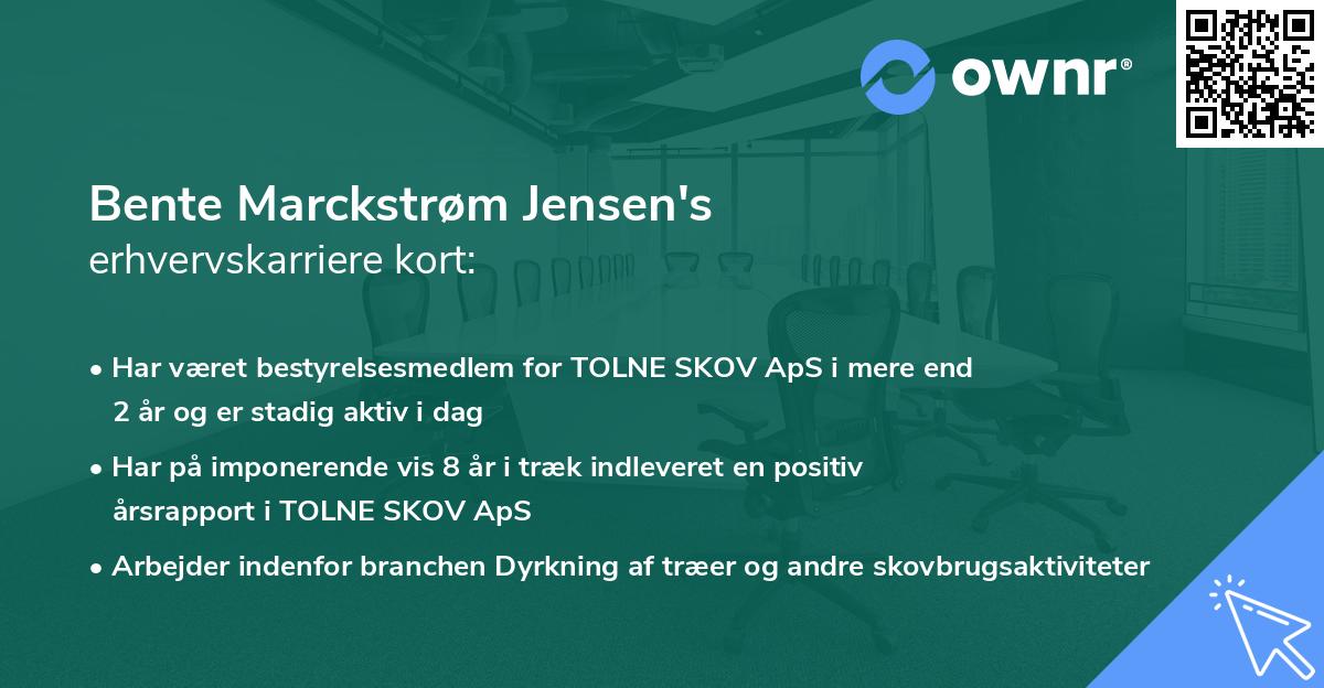 Bente Marckstrøm Jensen's erhvervskarriere kort