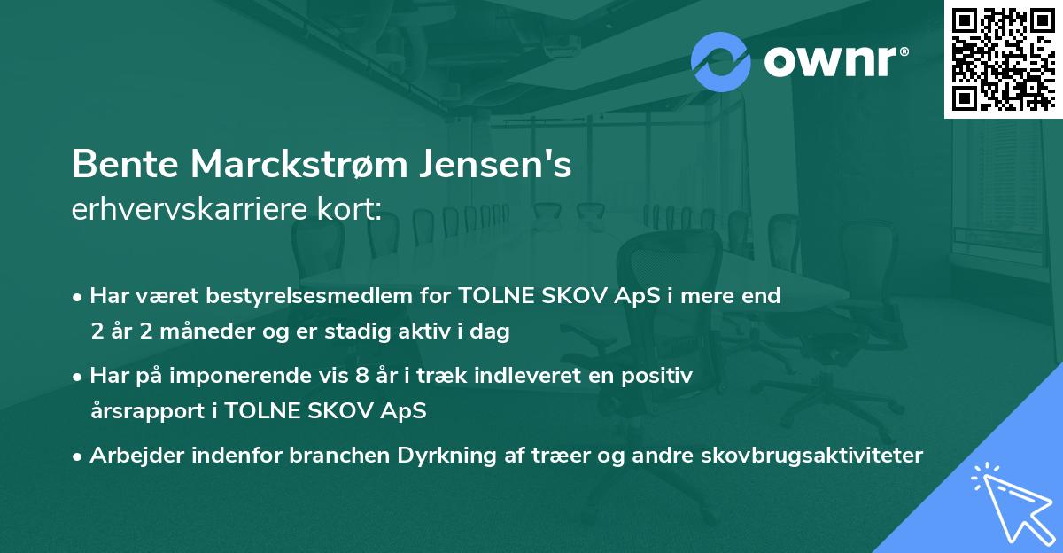 Bente Marckstrøm Jensen's erhvervskarriere kort