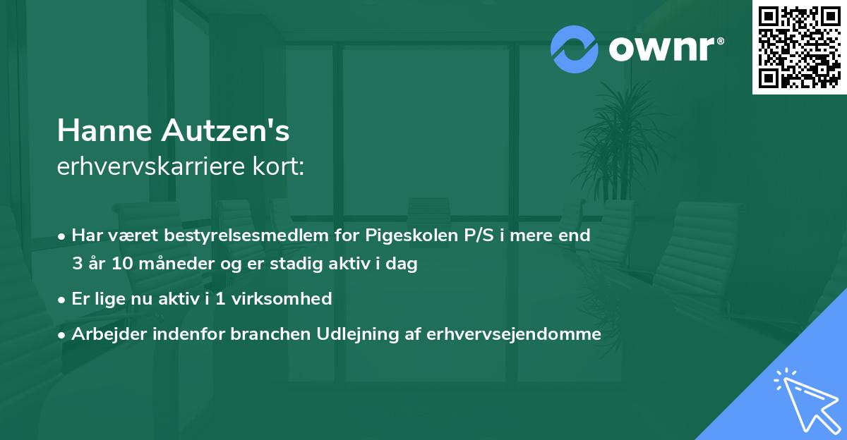 Hanne Autzen's erhvervskarriere kort