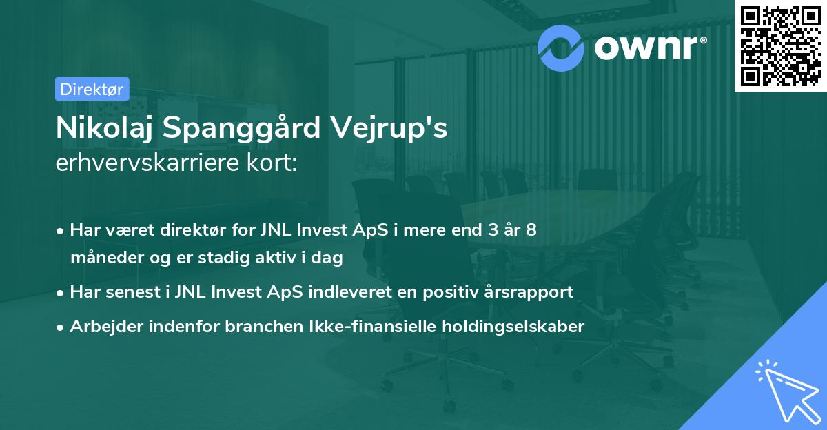 Nikolaj Spanggård Vejrup's erhvervskarriere kort