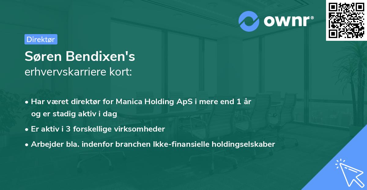 Søren Bendixen's erhvervskarriere kort