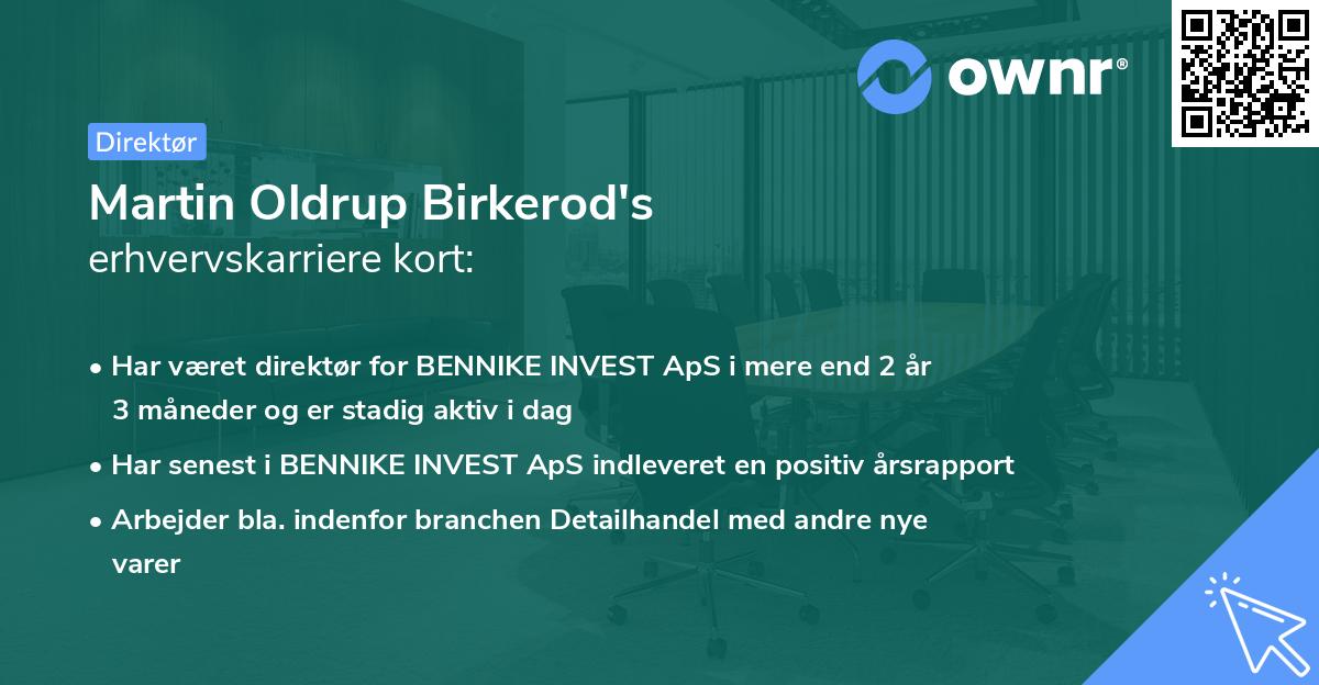 Martin Oldrup Birkerod's erhvervskarriere kort