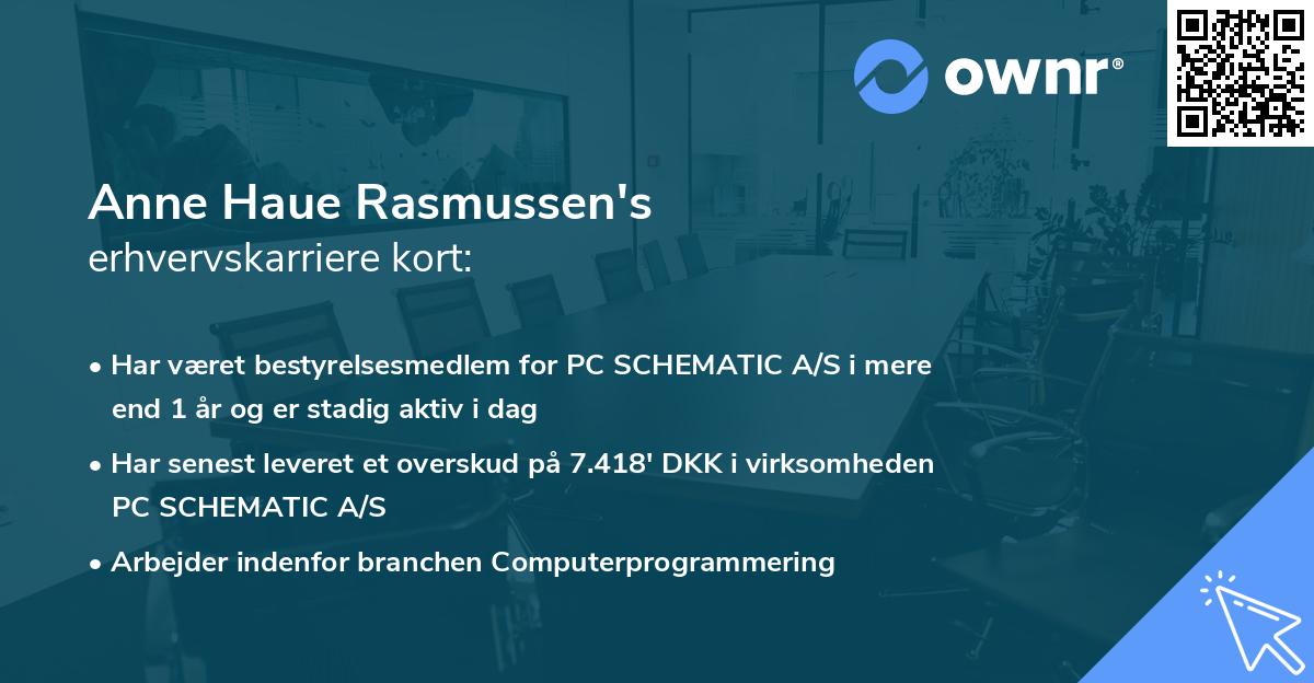 Anne Haue Rasmussen's erhvervskarriere kort