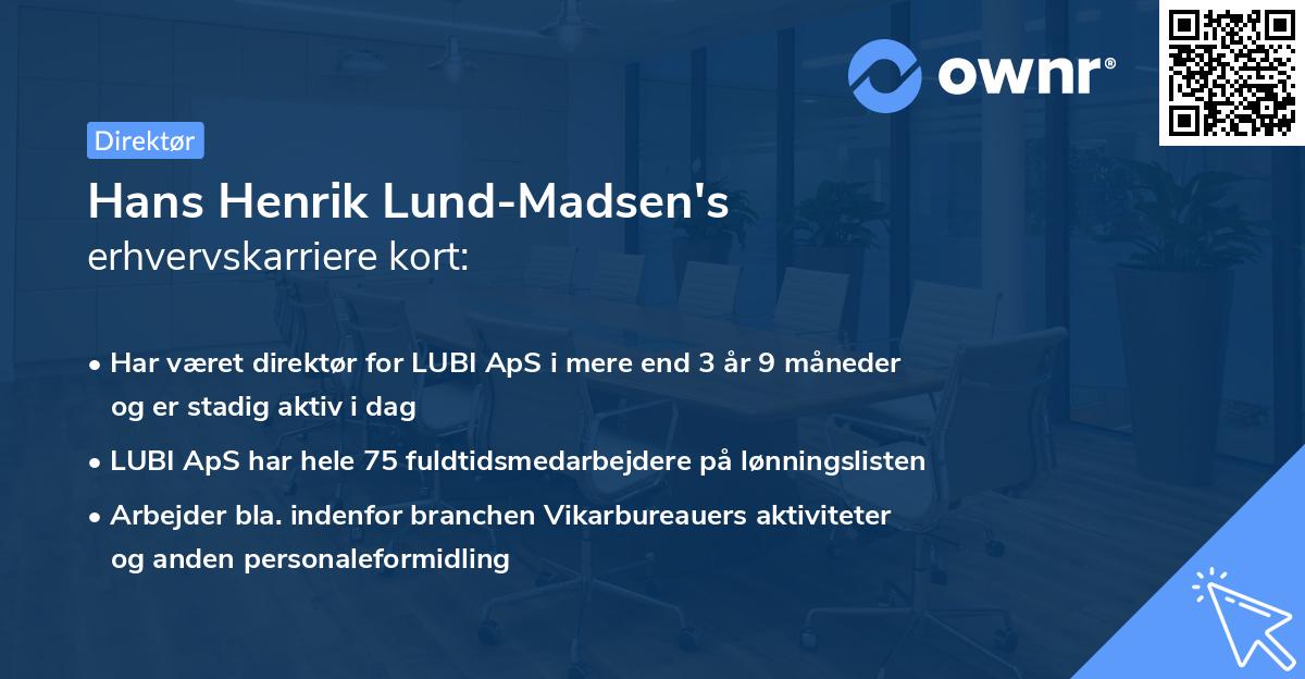 Hans Henrik Lund-Madsen's erhvervskarriere kort