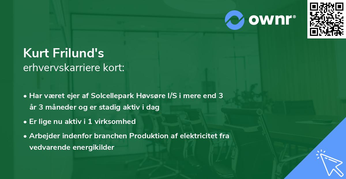 Kurt Frilund's erhvervskarriere kort