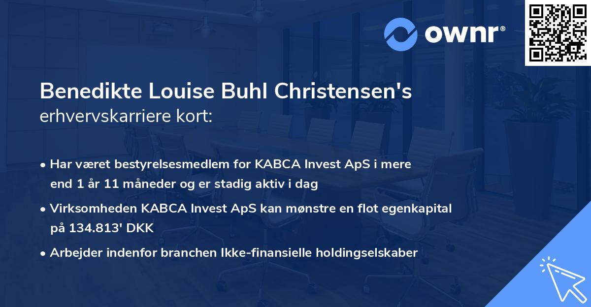 Benedikte Louise Buhl Christensen's erhvervskarriere kort