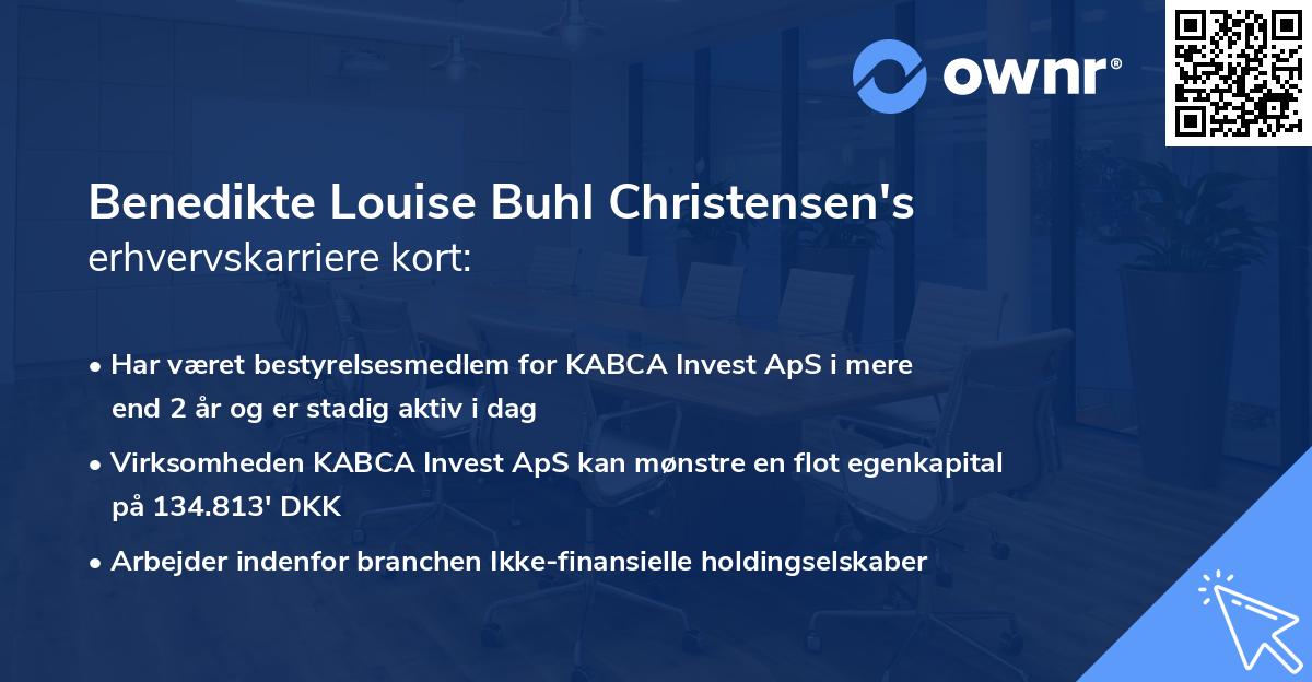 Benedikte Louise Buhl Christensen's erhvervskarriere kort