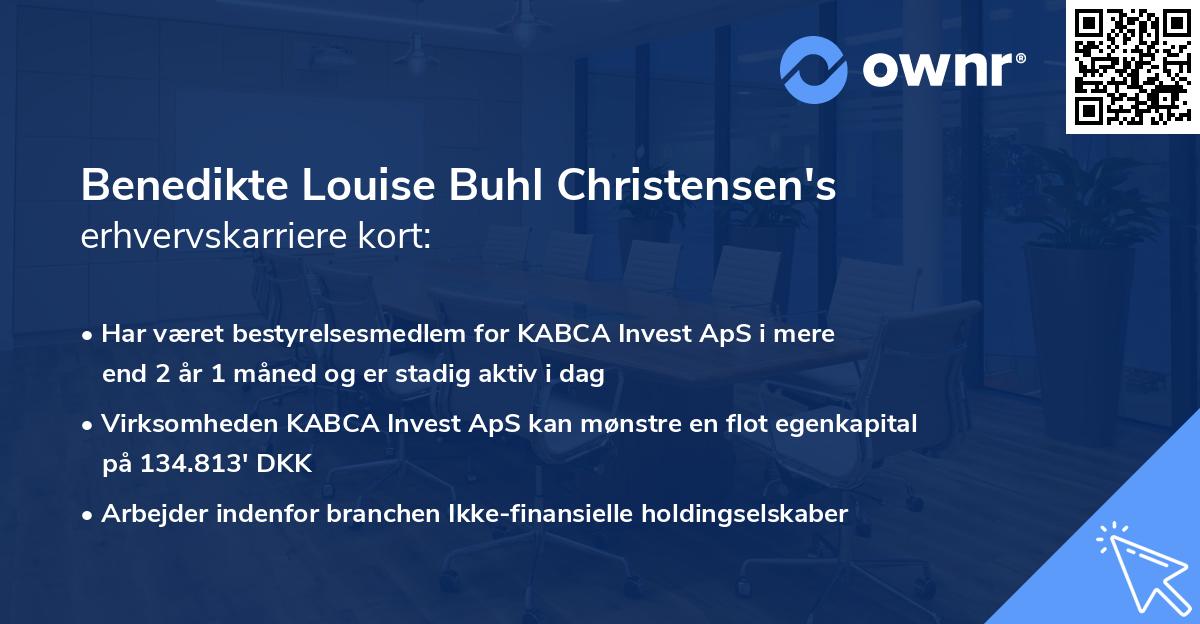 Benedikte Louise Buhl Christensen's erhvervskarriere kort