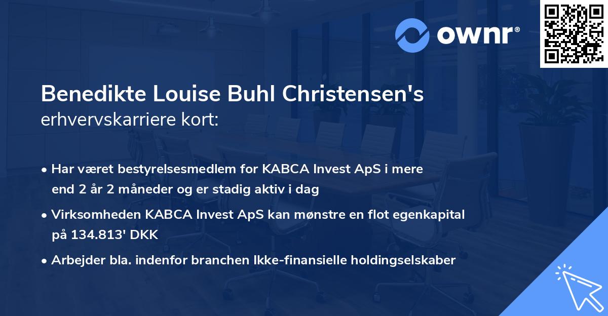 Benedikte Louise Buhl Christensen's erhvervskarriere kort