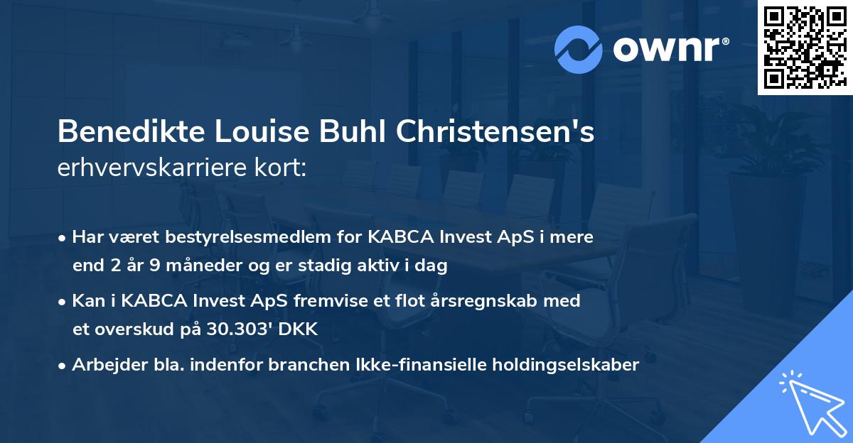 Benedikte Louise Buhl Christensen's erhvervskarriere kort