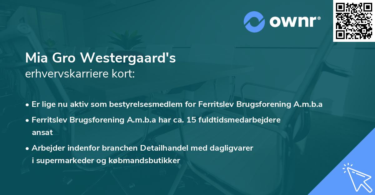 Mia Gro Westergaard's erhvervskarriere kort