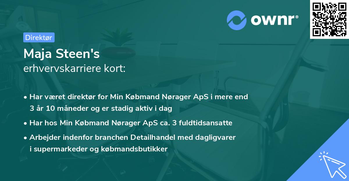 Maja Steen's erhvervskarriere kort