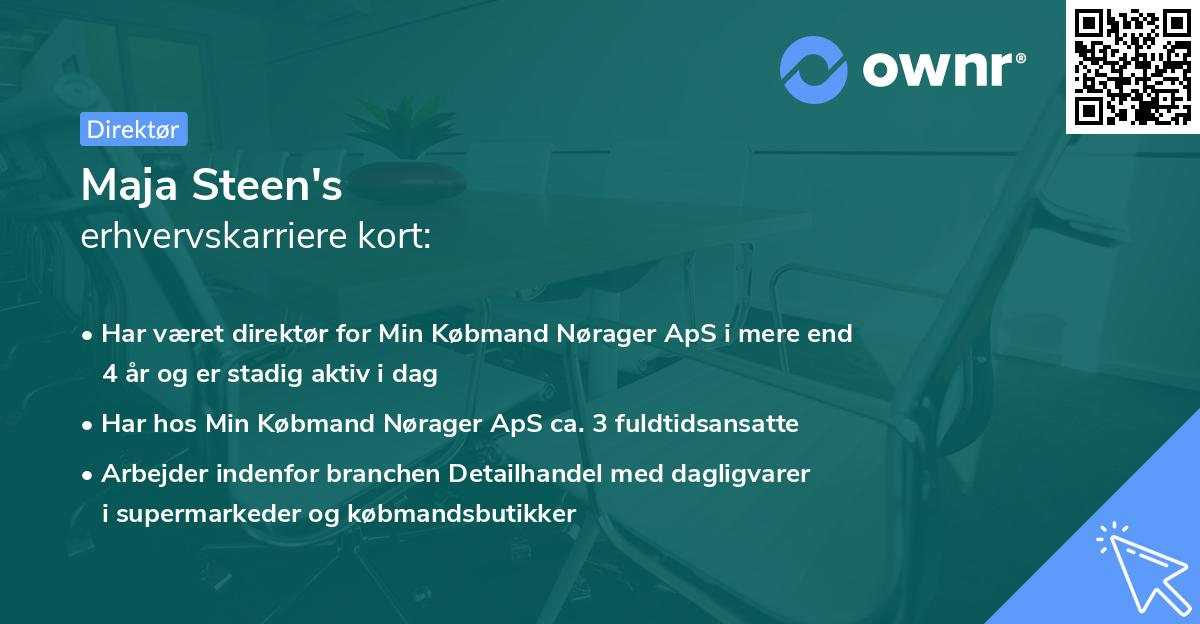 Maja Steen's erhvervskarriere kort