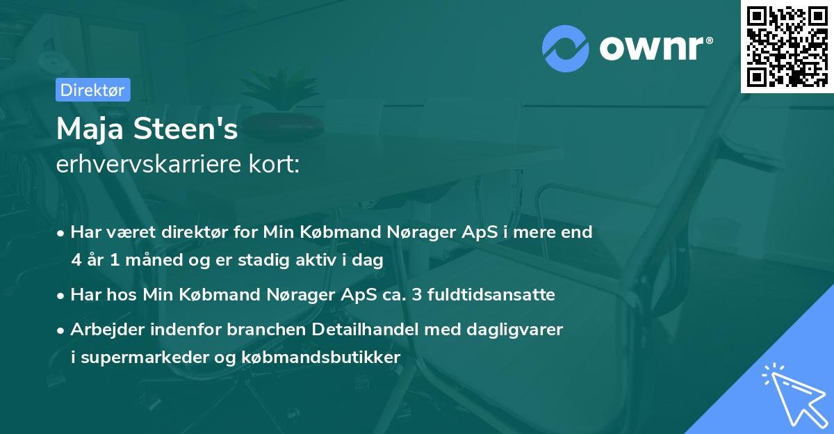 Maja Steen's erhvervskarriere kort