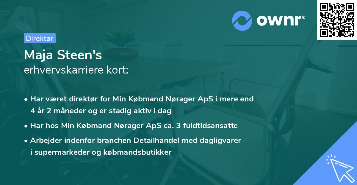 Maja Steen's erhvervskarriere kort