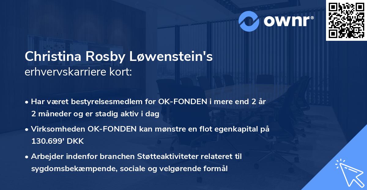 Christina Rosby Løwenstein's erhvervskarriere kort
