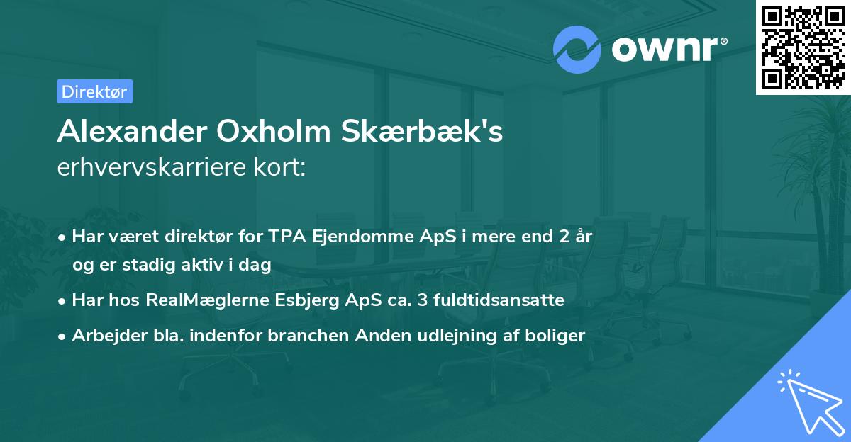 Alexander Oxholm Skærbæk's erhvervskarriere kort