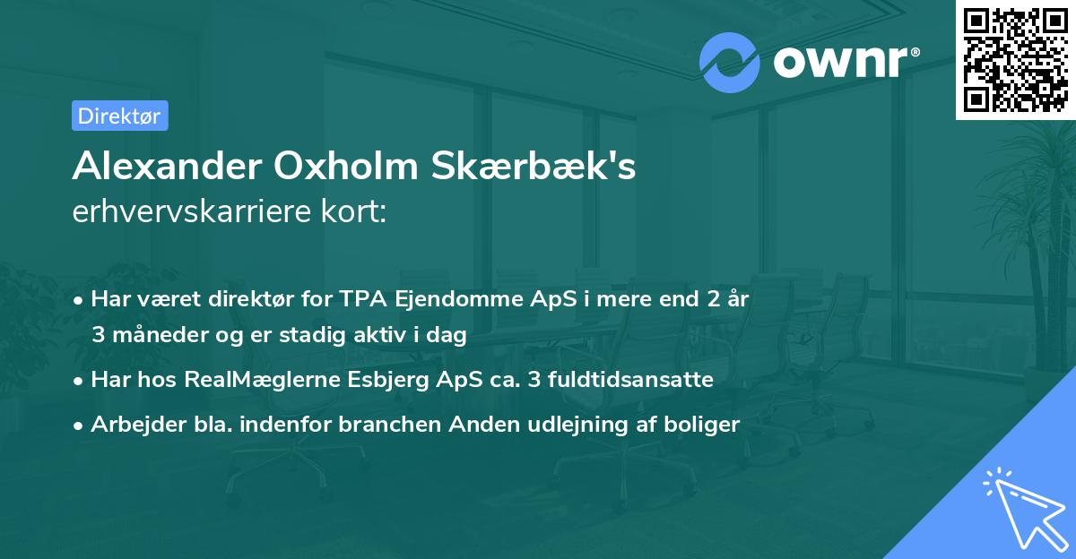 Alexander Oxholm Skærbæk's erhvervskarriere kort