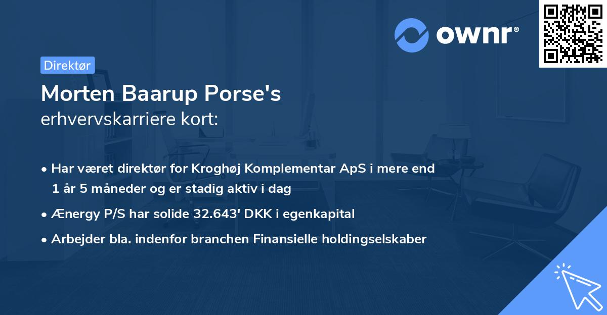 Morten Baarup Porse's erhvervskarriere kort