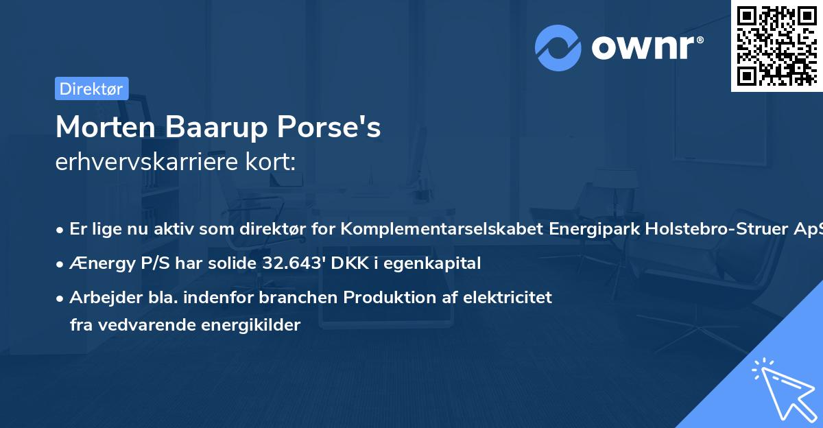 Morten Baarup Porse's erhvervskarriere kort