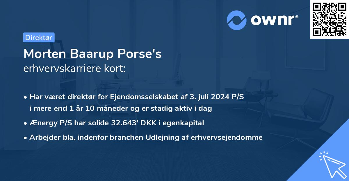 Morten Baarup Porse's erhvervskarriere kort