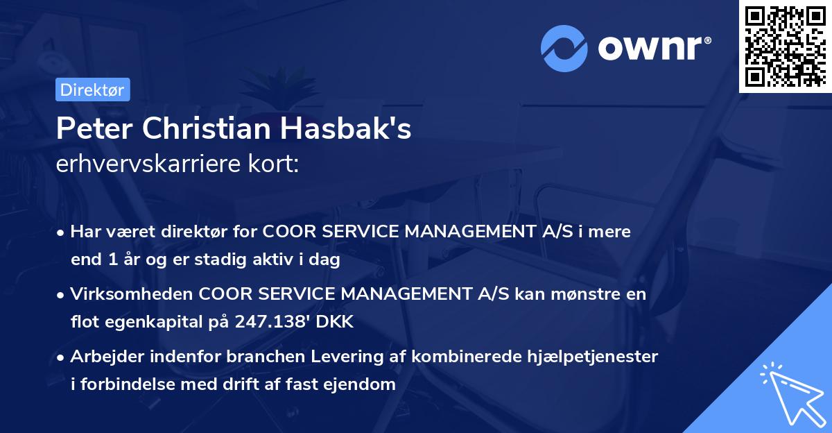 Peter Christian Hasbak's erhvervskarriere kort